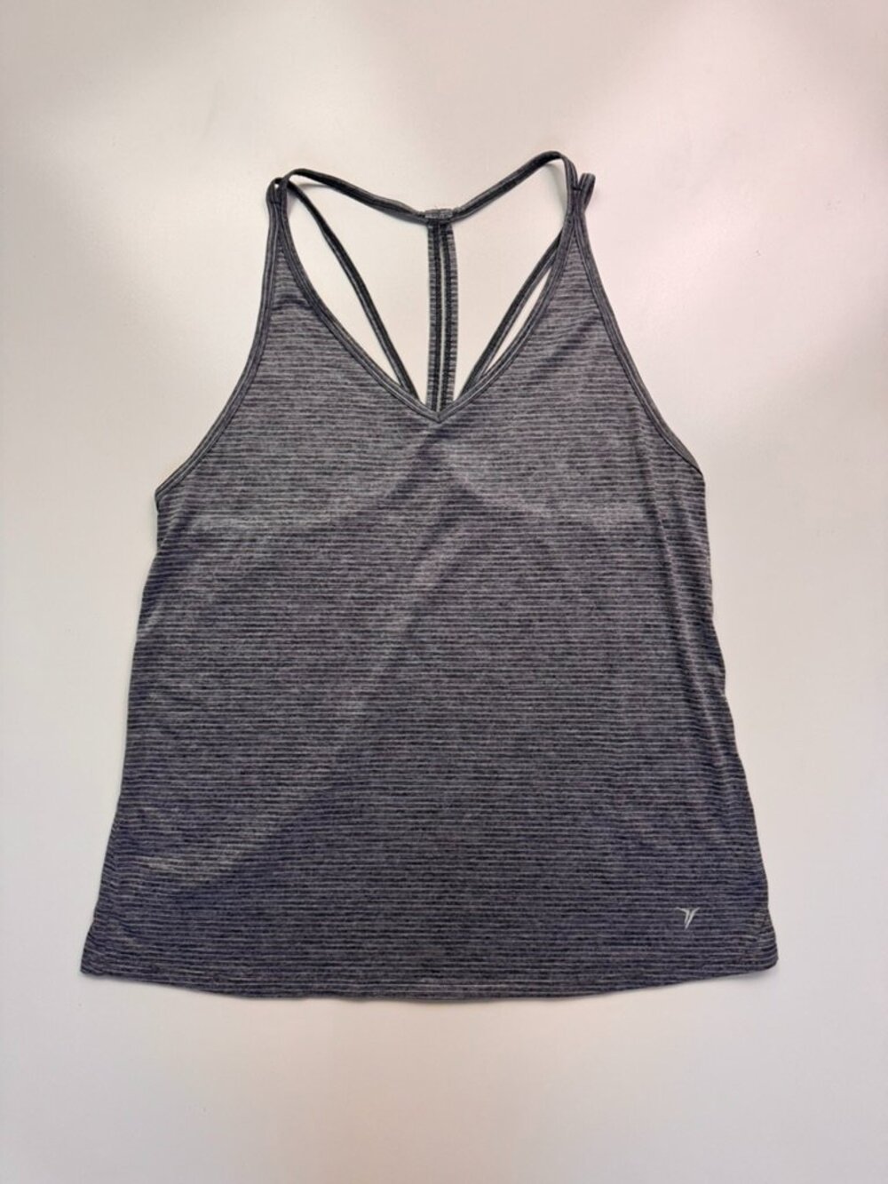 Old Navy Active GO-DRY Tank Top – Gray & White Stripe – Size Large